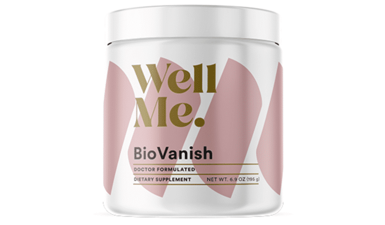 BioVanish supplement jar by WellMe – Doctor formulated dietary supplement for natural weight loss