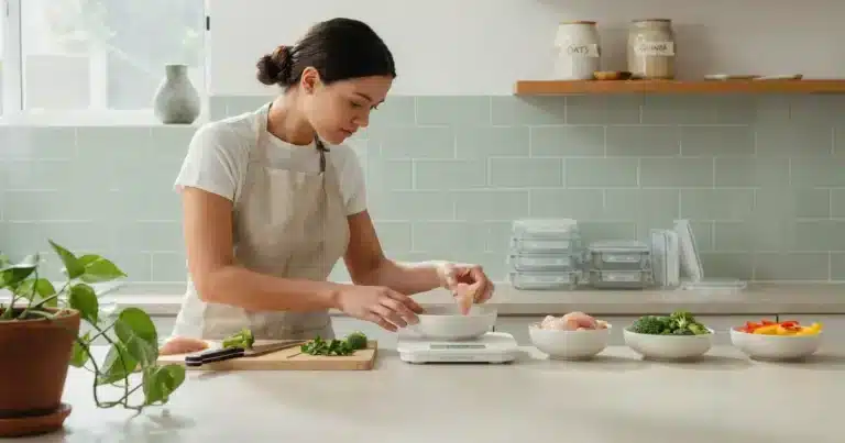 Weighing lean protein and vegetables for a metabolism-friendly meal