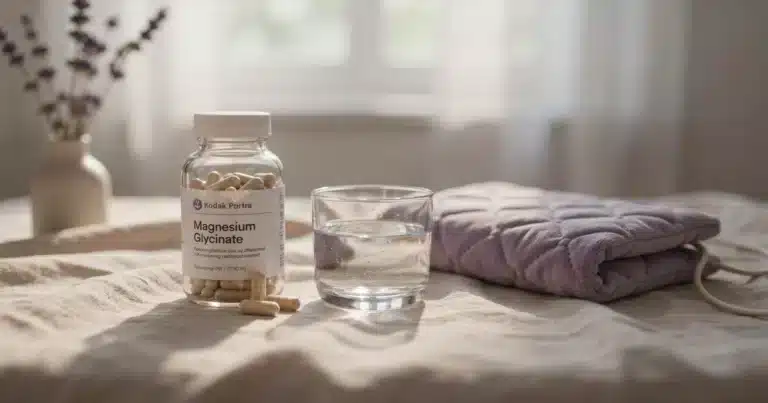Supplement bottle representing magnesium for PMS symptoms